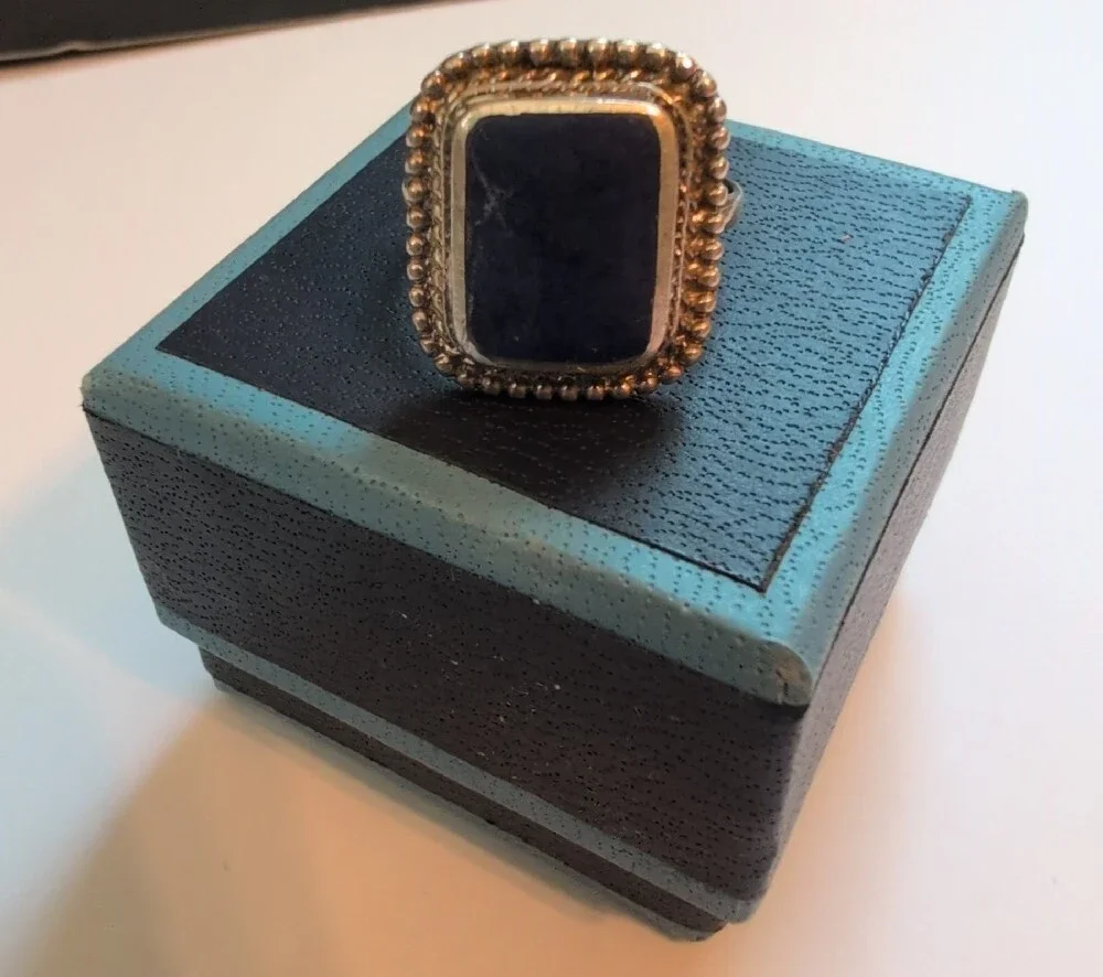 Sterling Silver And Lapis Lazul Frame Ring